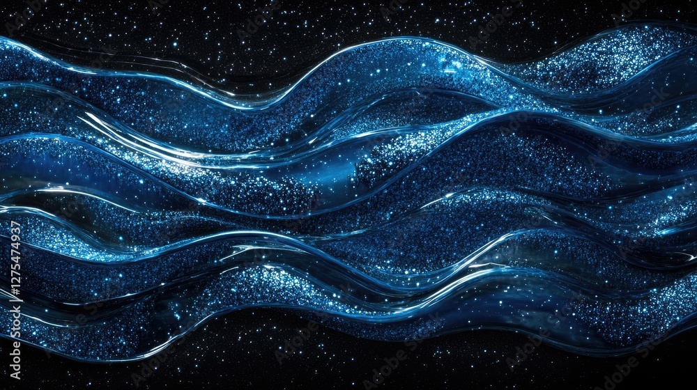 Poster abstract blue waves and sparkling elements combine to create a visually captivating background full 
