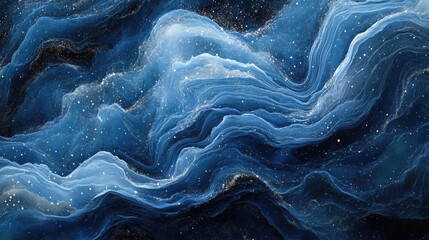 Obraz premium Abstract blue waves intertwine with sparkling effects, creating a dynamic and visually stunning background filled with energy and movement