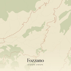 Obraz premium Vintage map of Fozzano, France.
