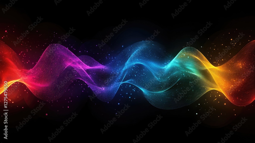 Aufkleber abstract fusion of vibrant light waves in multiple colors, symbolizing the power of collaboration an