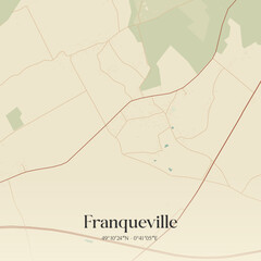Fototapeta premium Vintage map of Franqueville, France.