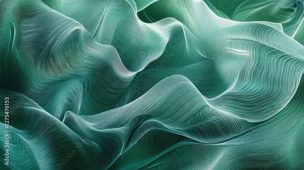 Poster abstract green background with flowing lines and natural motifs, perfect for eco-friendly or nature-