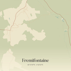 Obraz premium Vintage map of Fremifontaine, France.