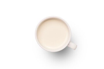 glass mug of milk fresh, isolated on white background, clipping path.