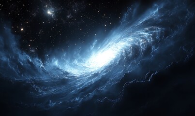 Fototapeta premium Luminous edge-on view of a spiral galaxy with a bright central bulge and sweeping dust lanes, framed by a sea of distant stars and nebulae