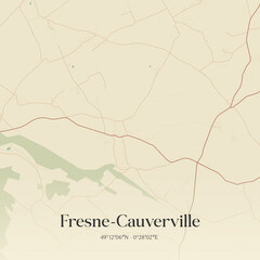 Vintage map of Fresne-Cauverville, France.