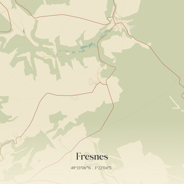 Vintage map of Fresnes, France.