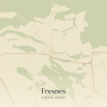 Vintage map of Fresnes, France.