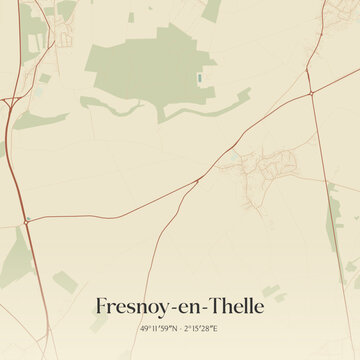 Vintage map of Fresnoy-en-Thelle, France.