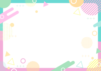 春 カラフル 水色 ピンク ポップ ウェーブ フレーム 背景