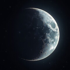 Astrophotography of the crescent Moon, showing delicate curvature, illuminated peaks, and the soft glow of Earthshine on the dark side