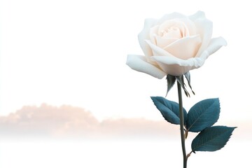 Delicate flower stands gracefully against soft, airy background,