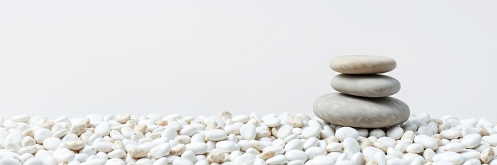 Fototapeta premium White pebbles stone background for texture and design, peaceful, pebbles
