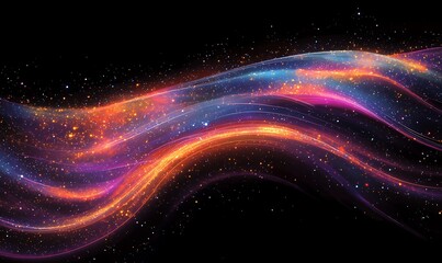 Obraz premium Abstract interpretation of the Hertzsprung-Russell diagram with neon-like glowing curves, emphasizing stellar properties in a futuristic design