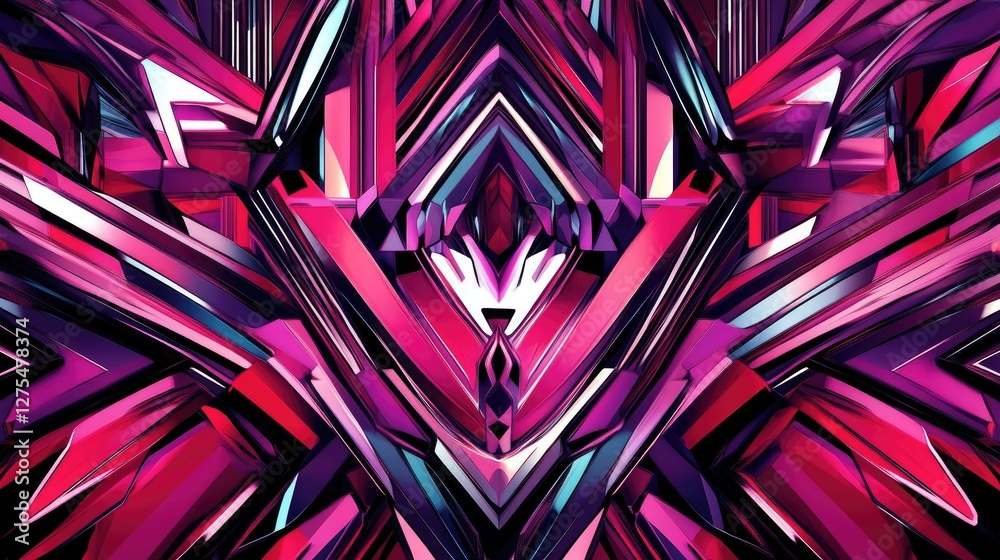 Aufkleber Bold geometric shapes and angular reflections create a powerful, dynamic pattern that delivers a high-energy, vibrant visual experience