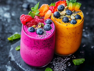 berry smoothie with blueberries and mint