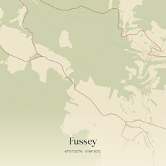 Fototapeta premium Vintage map of Fussey, France.