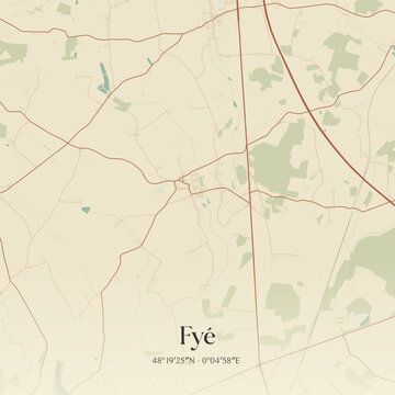Vintage map of Fy&eacute;, France.