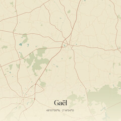 Vintage map of Gaël, France.