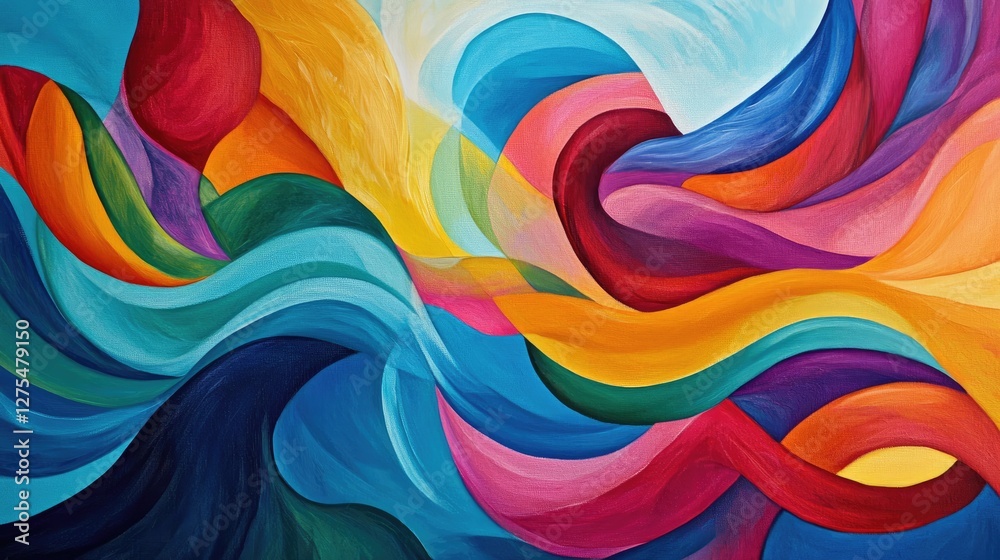 Aufkleber Bright, flowing waves of color merging together, embodying the collaborative spirit and power of unity in a creative and dynamic form