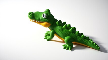 Fototapeta premium Play-Doh Crocodile, White Background, Bright Colors, Detailed, Realistic