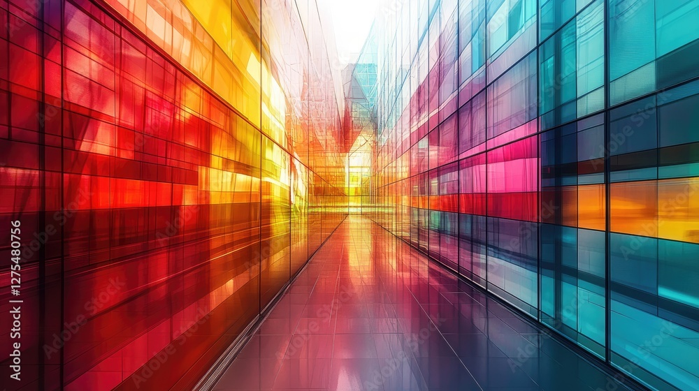 Aufkleber colorful geometric shapes with angular reflections, forming a vibrant and modern background full of 