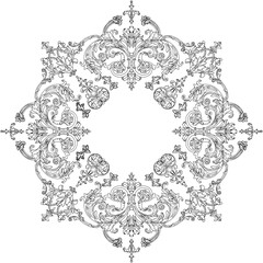 vector illustration silhouette design ornament decoration carving detail classic ethnic vintage traditional floral 