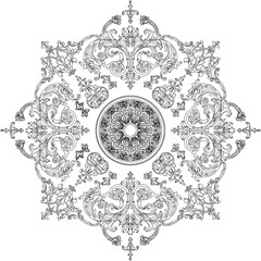 vector illustration silhouette design ornament decoration carving detail classic ethnic vintage traditional floral 