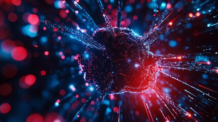 Neural Cyber Brain in Quantum Computing and AI Technology Concept
