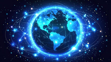 Fototapeta premium Global Connectivity Concept with Bright Digital Network Effects