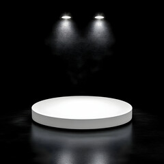 Dark Stage 3D Render White Platform