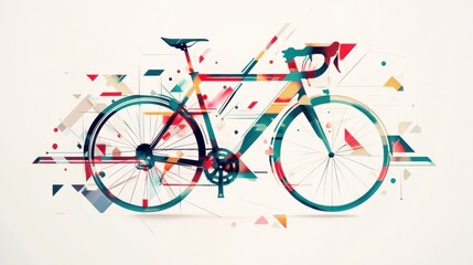 Fototapeta premium Abstract Geometric Art of a Colorful Bicycle in Vibrant Design