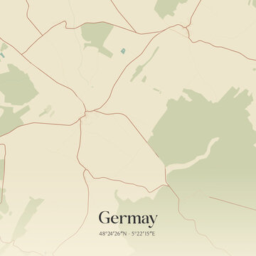 Vintage map of Germay, France.