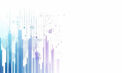 Abstract data analysis with global map background for digital tech, AI, and presentations
