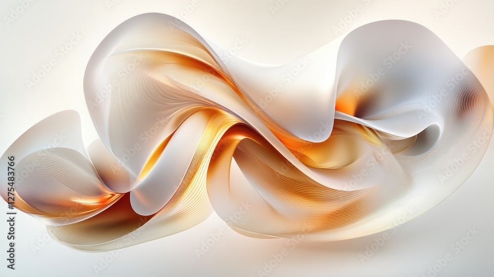 Poster Fluid 3D shapes with metallic finishes and gradient colors create a mesmerizing abstract design full of movement and modern appeal