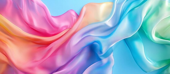 Obraz premium Rainbow silk fabric flowing, pastel background, website design