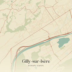 Fototapeta premium Vintage map of Gilly-sur-Isère, France.