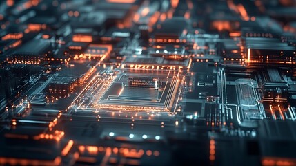 Obraz premium Neural Cyber Brain in Quantum Computing and AI Technology Concept