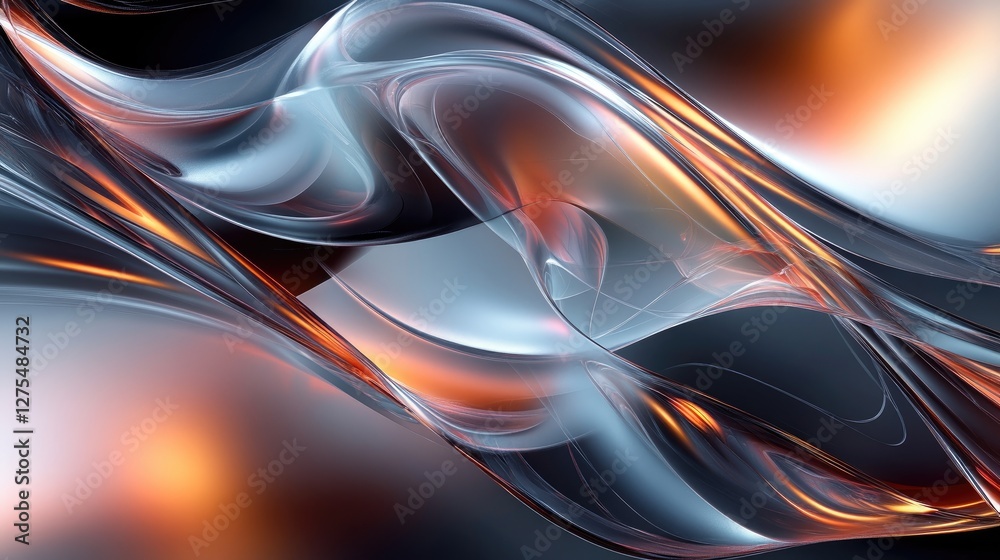 Poster Futuristic layered 3D background with transparent shapes and glowing edges, creating a sleek, tech-inspired design full of depth and complexity