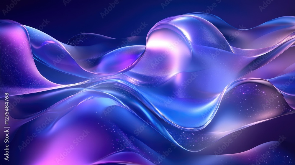 Poster Futuristic layered 3D background with transparent shapes and glowing edges, creating a sleek, tech-inspired design full of depth and complexity