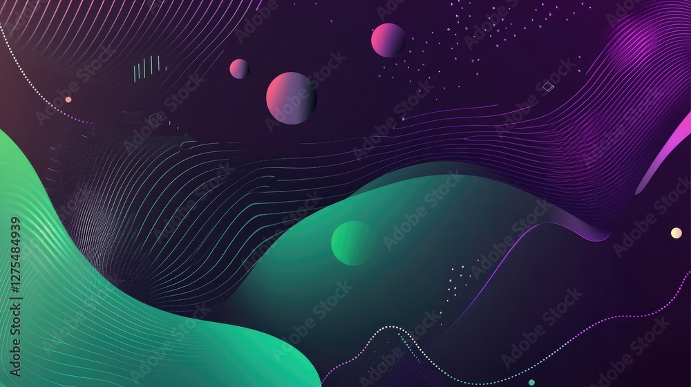 Aufkleber Geometric patterns in green and violet, creating a dynamic flow of data science concepts with a subtle nod to the speed and flexibility of Julia programming