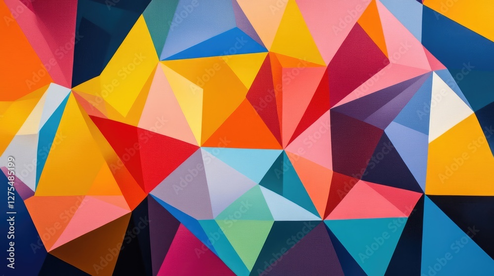 Aufkleber Geometric shapes and angular reflections collide in a dynamic pattern, forming a high-energy, visually captivating background with vibrant tones