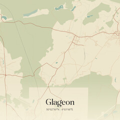 Obraz premium Vintage map of Glageon, France.