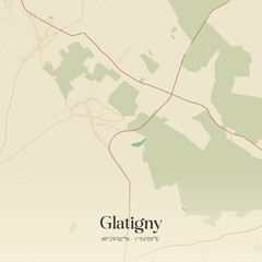 Obraz premium Vintage map of Glatigny, France.