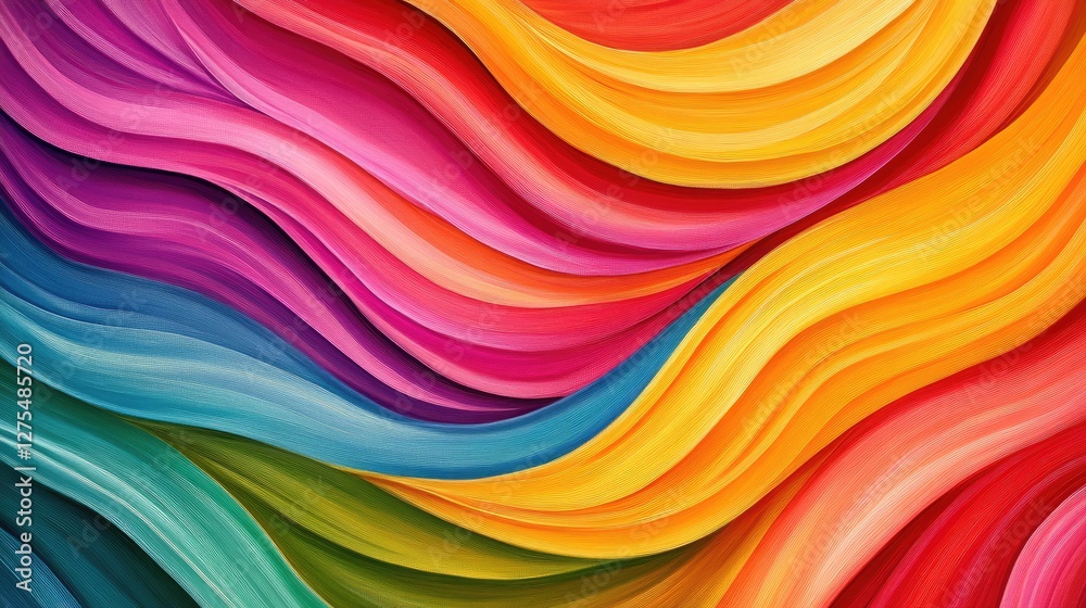 Poster glossy, vibrant waves of color create an abstract pattern, flowing together in a seamless, visually 