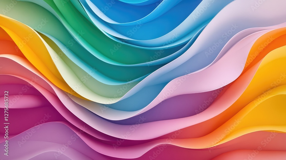 Poster glossy, vibrant waves of color create an abstract pattern, flowing together in a seamless, visually 