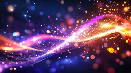 Obraz premium Glowing, dynamic light streaks and sparkling effects illuminating a dark venue with a festive, energetic feel of celebration