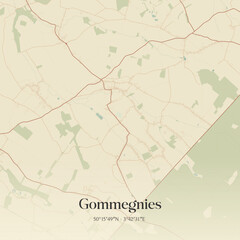 Fototapeta premium Vintage map of Gommegnies, France.