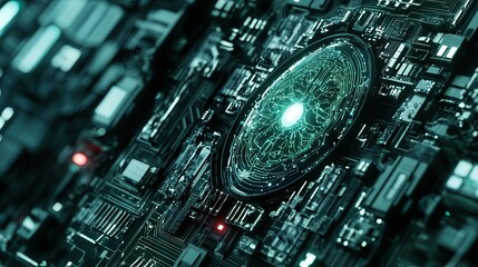 Neural Cyber Brain in Quantum Computing and AI Technology Concept