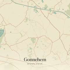 Obraz premium Vintage map of Gonnehem, France.